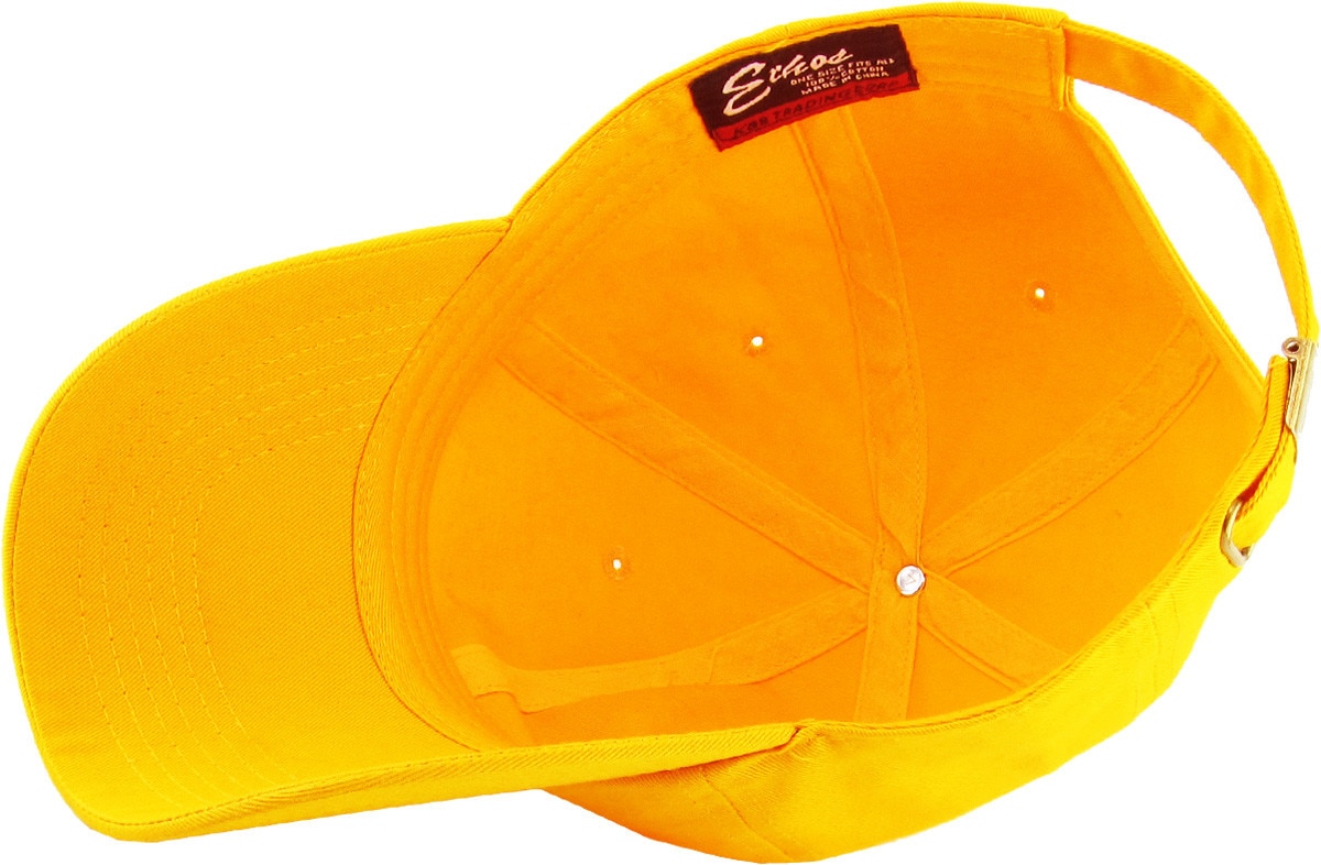 Gold Low Profile Baseball Caps Inside Turned Over View